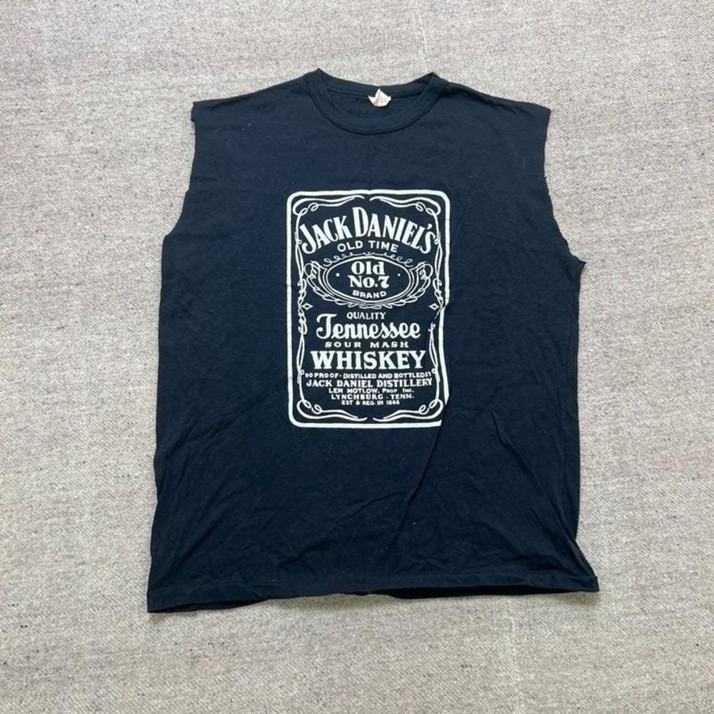 Vintage Jack Daniel's Shirt Mens‎ Medium Black 1980s Sleeveless